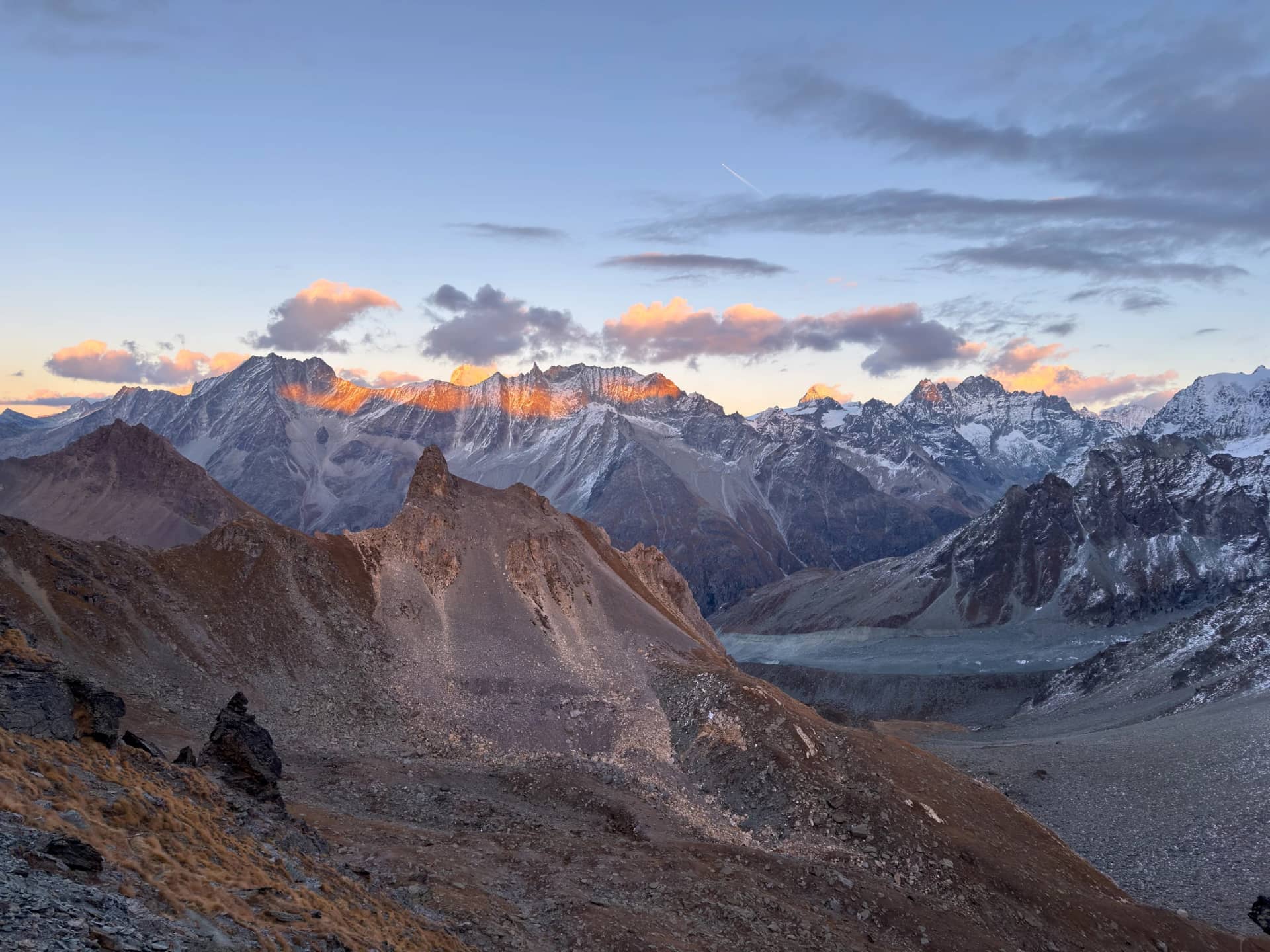 Sunset over Arolla Valley from Col de Riedmatten – Swiss Alps, Valais