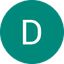 White letter D on a solid teal circle with a black background