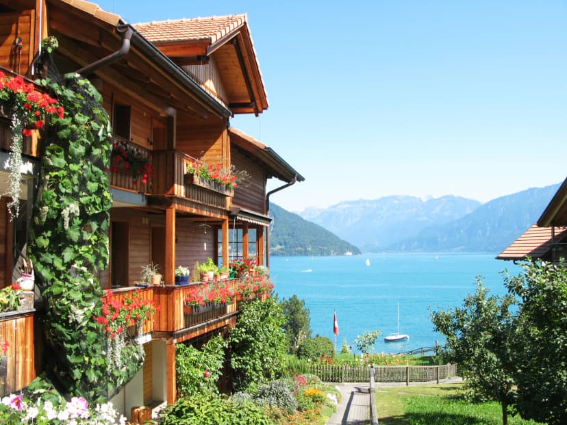Holiday houses at the lake Thun, Switzerland
