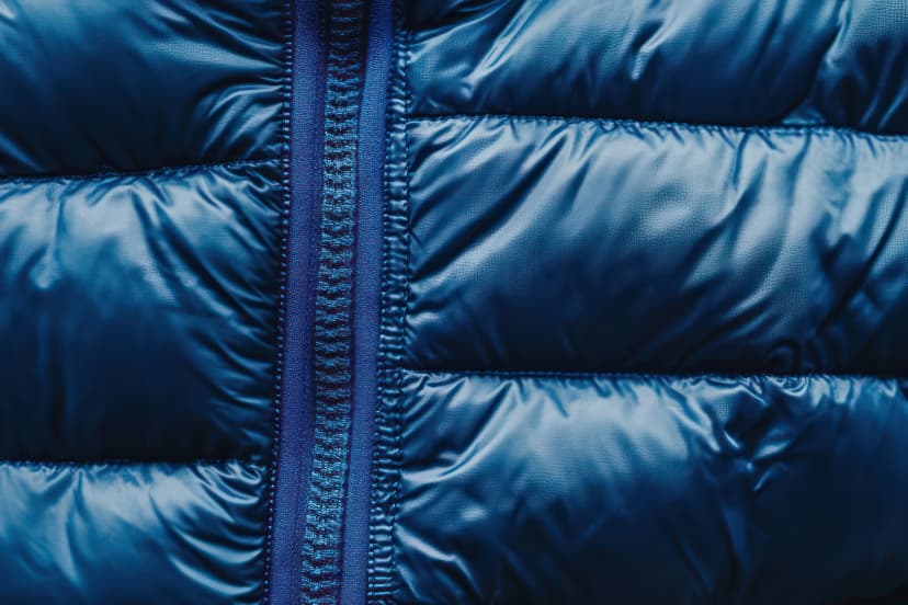Puffy Winter Jacket Close-Up with Synthetic Filling