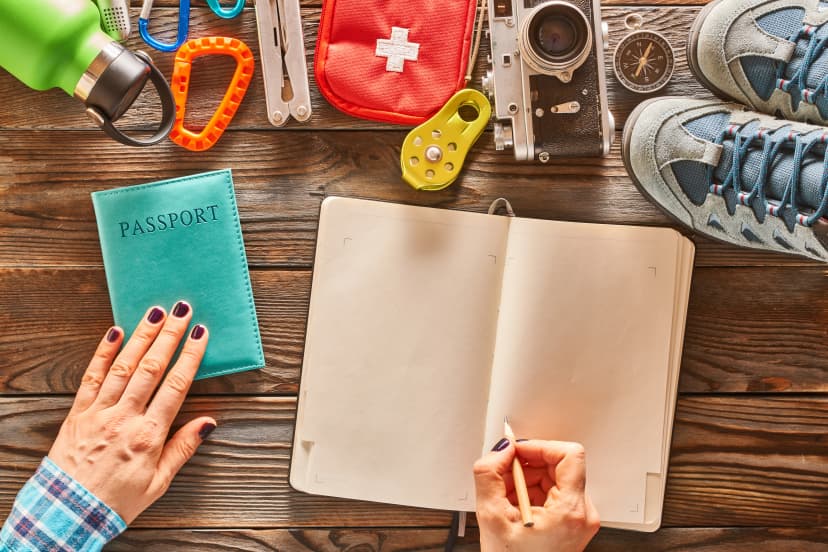 Woman planning a hiking trip