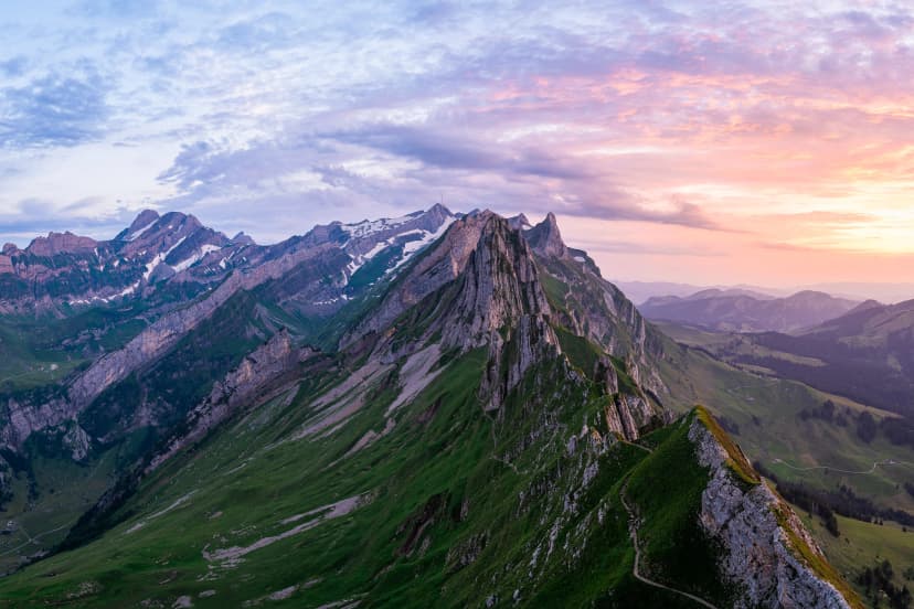Schäfler Ridge at sunrise, Swiss Alps