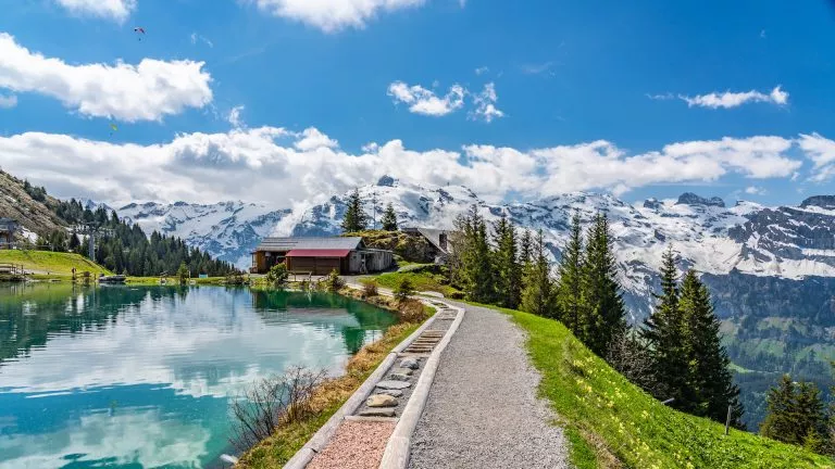 Shonegg lake with alps in the background