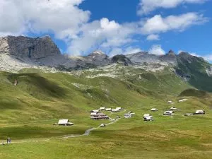 Traditional alpine livestock settlement Tannalp