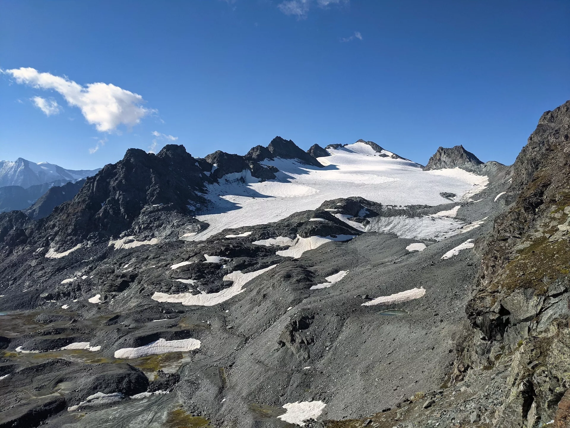 Uitzicht op de Rosablanche gletsjer vanaf Col de Prafleuri