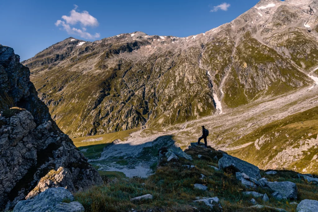 Majestic alpine landscape in the Lord of the Rings style near the Scaletta hut