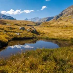 pond on alpine plateau of Greina, Surselva