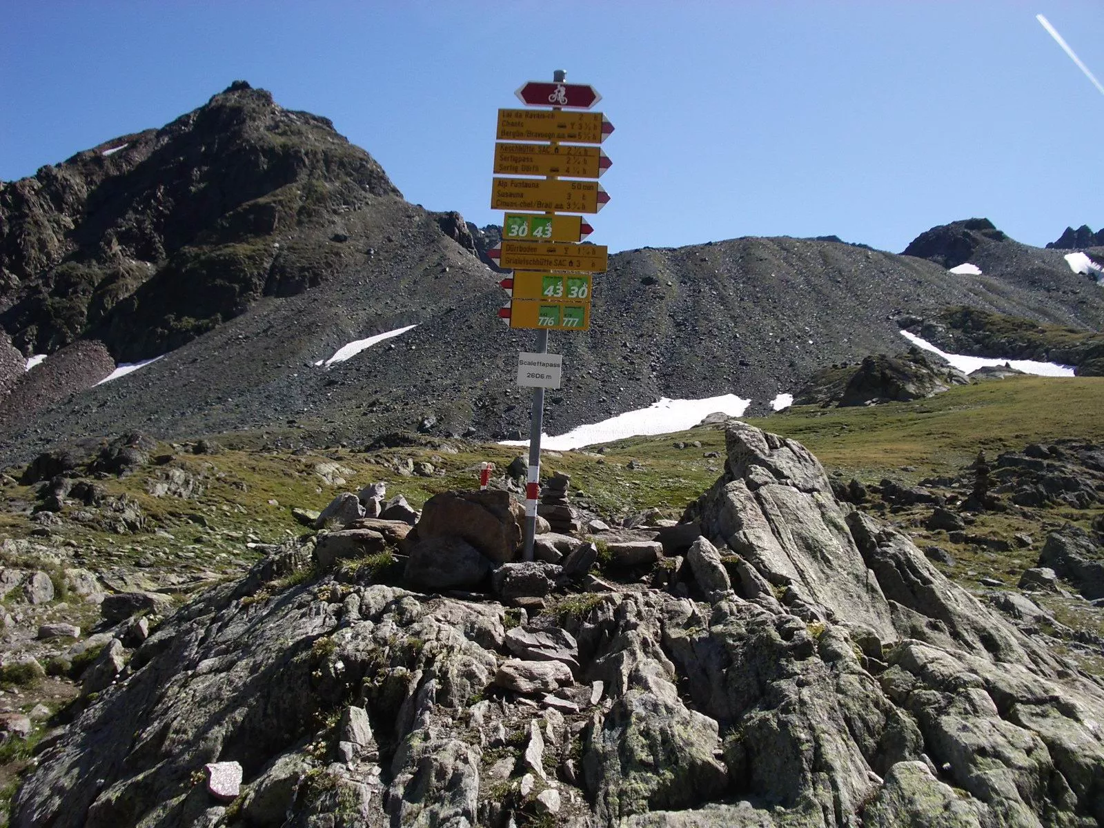 signpost at the scaletta pass