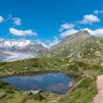 small lake on the panorama trail above the aletsch glacier