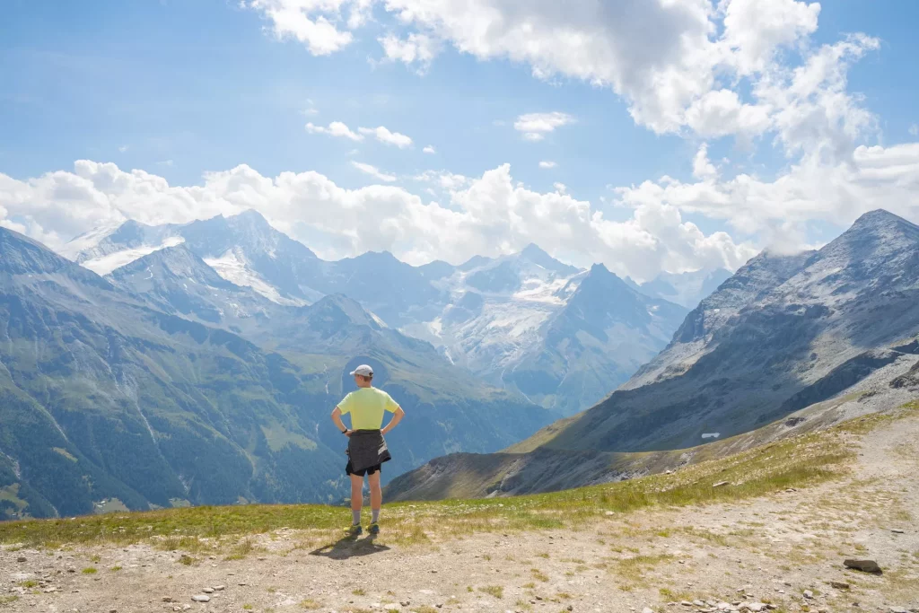 The expansive panorama of Swiss 4000ers at Col de Sorebois