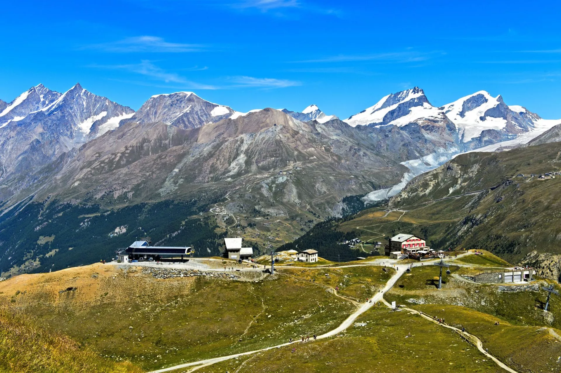 the schwarzsee hotel and monte rosa in the background