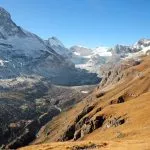 View of the Zmutt valley and the Matterhorn